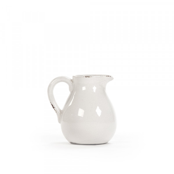 white pitcher, ceramic pitcher, distressed white pitcher