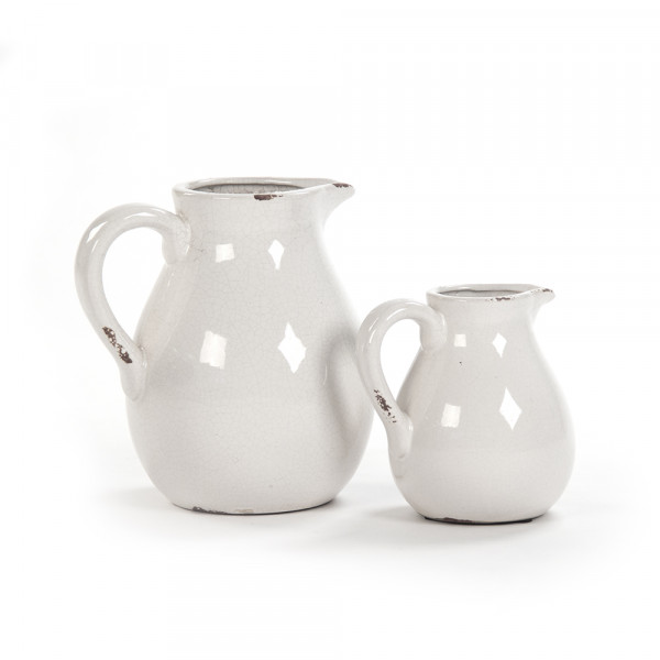White Distressed Pitcher